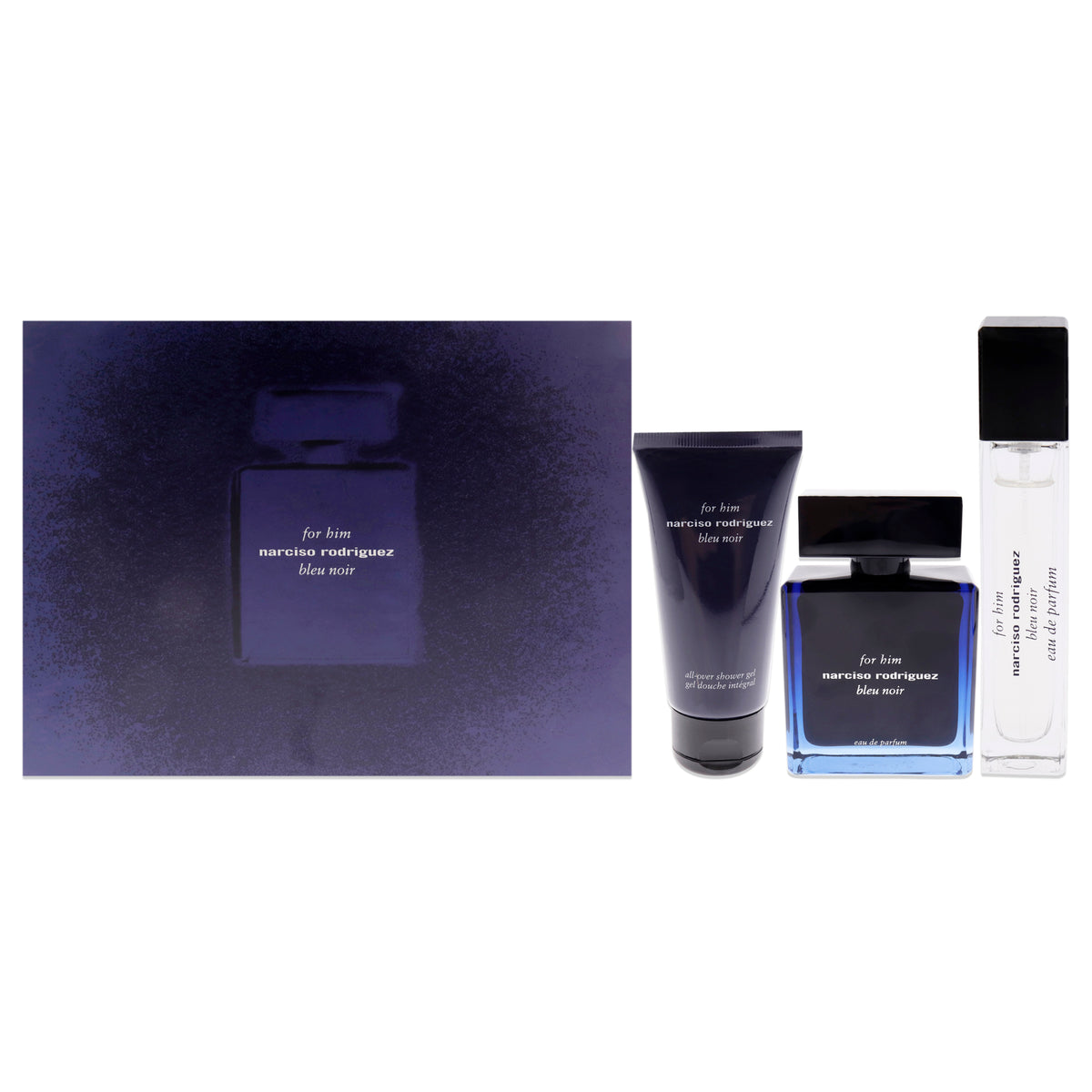 Narciso Rodriguez Bleu Noir 3 Pc Gift Set-Thefragrancemart.com
