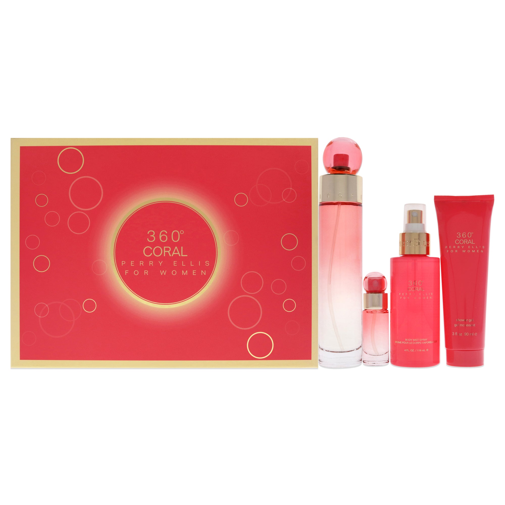 Perry Ellis 360 Coral 4 Pc Gift Set-Thefragrancemart.com