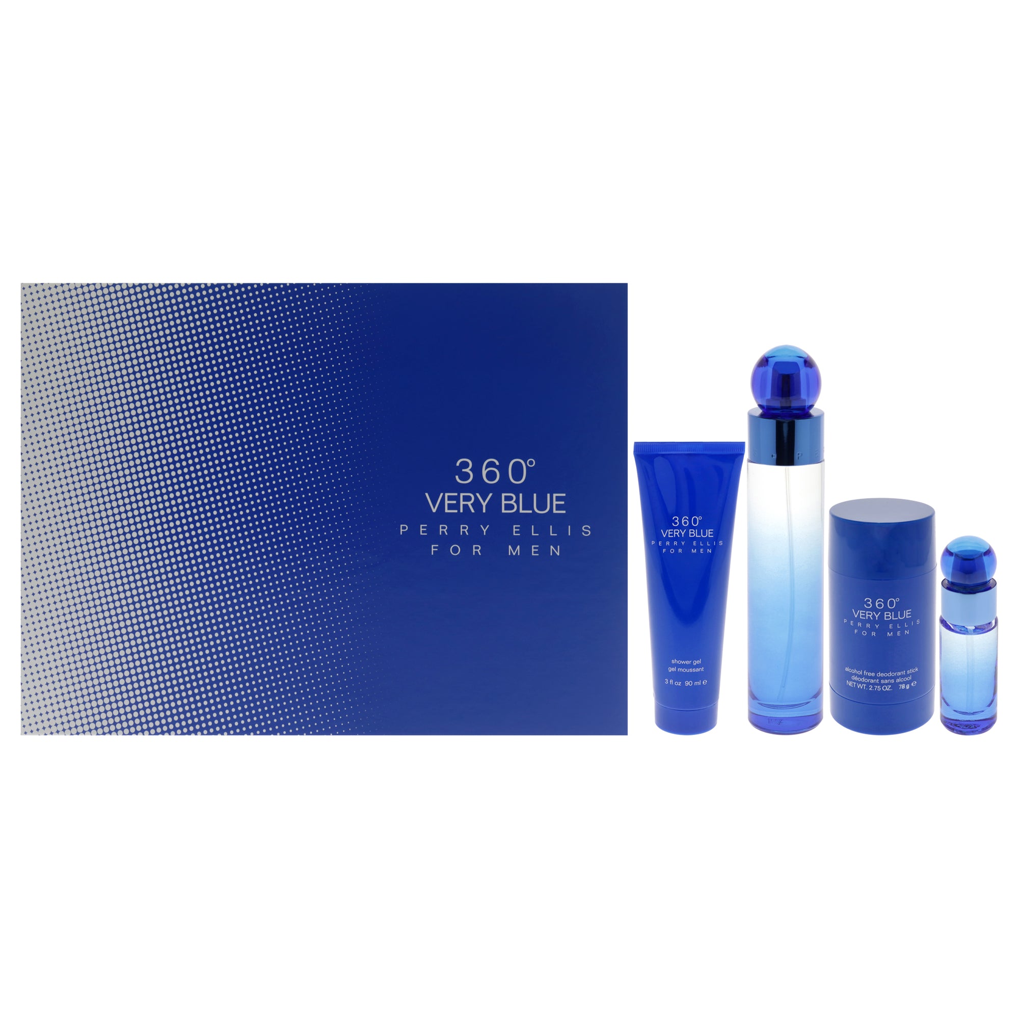 Perry Ellis 360 Very Blue 4 Pc Gift Set-Thefragrancemart.com