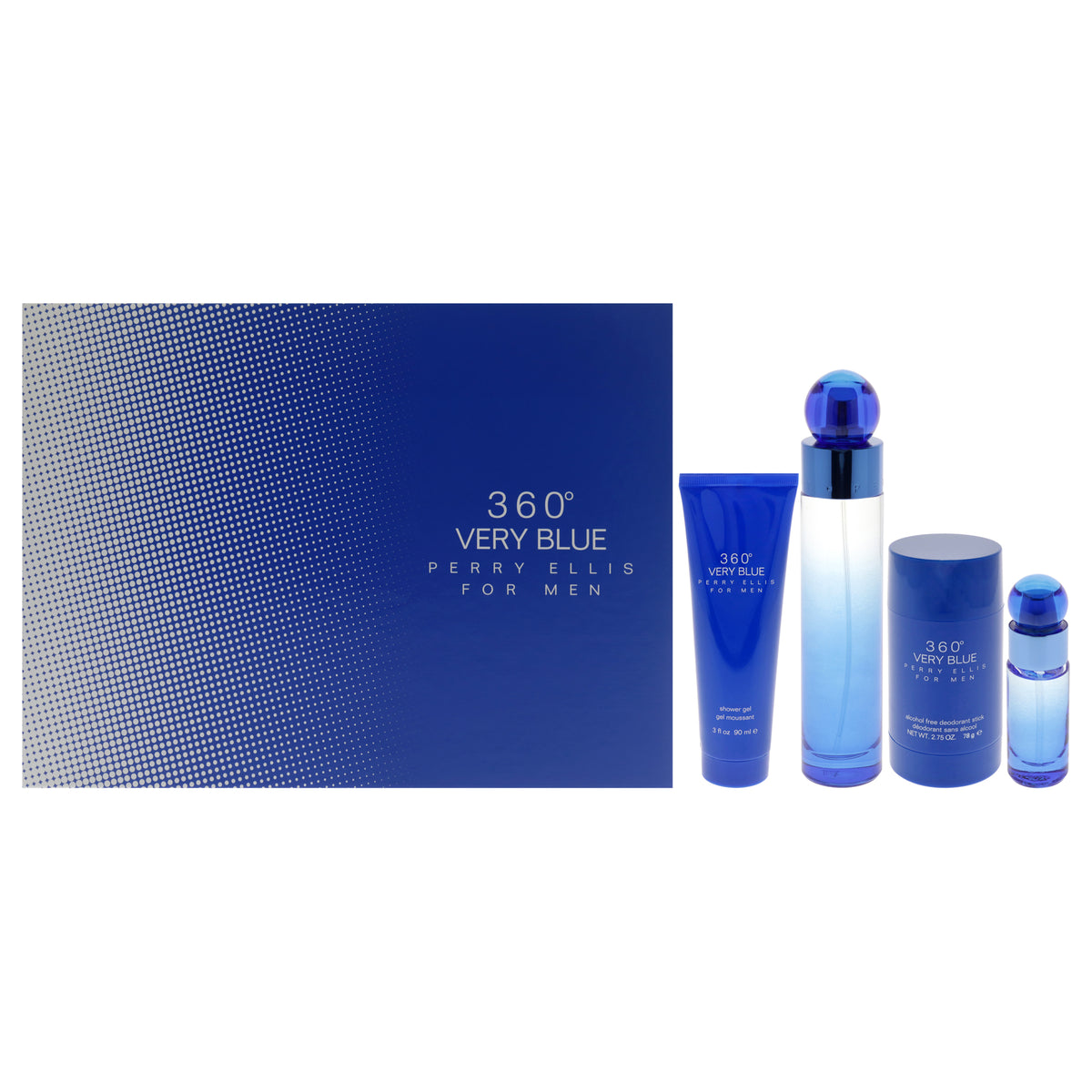 Perry Ellis 360 Very Blue 4 Pc Gift Set-Thefragrancemart.com