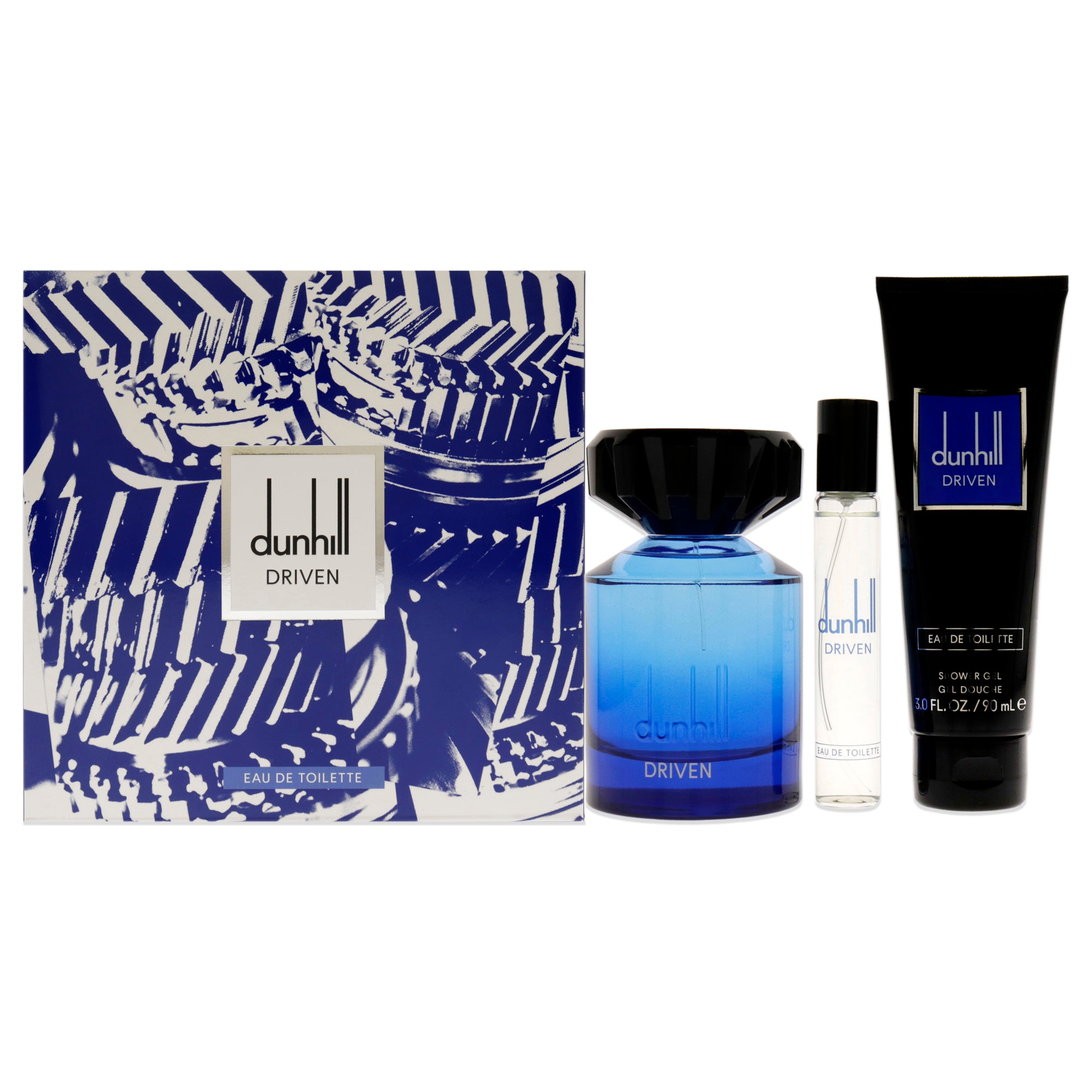 Alfred Dunhill Driven Blue 3 Pc Gift Set-Thefragrancemart.com