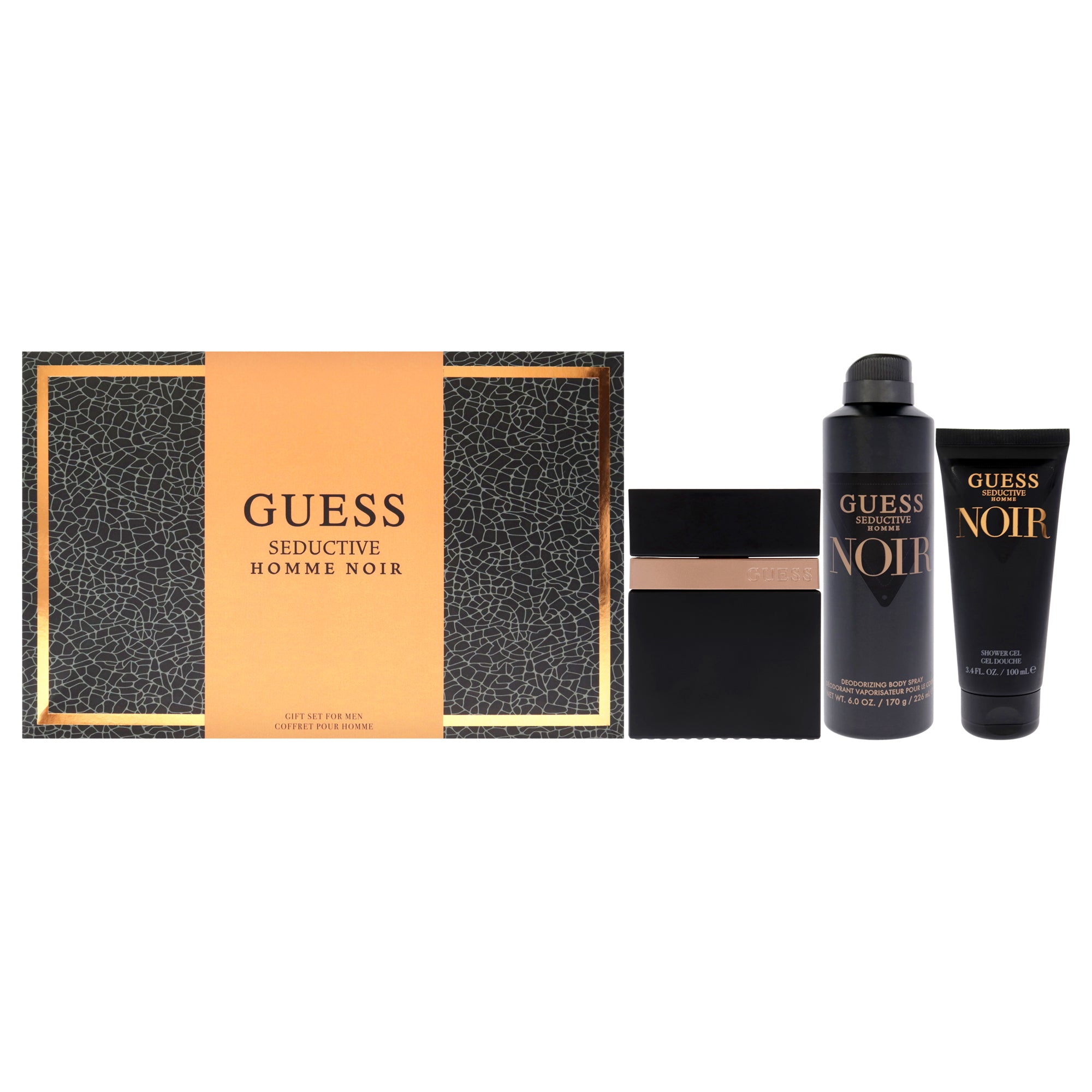 Guess Seductive Homme Noir 4 Pc Gift Set-Thefragrancemart.com