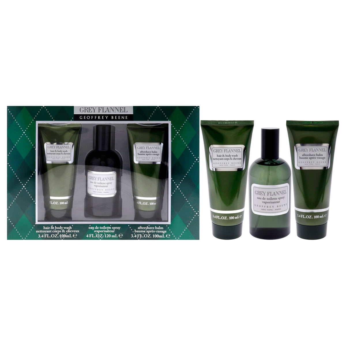 Geoffrey Beene Grey Flannel 3 Pc Gift Set-Thefragrancemart.com