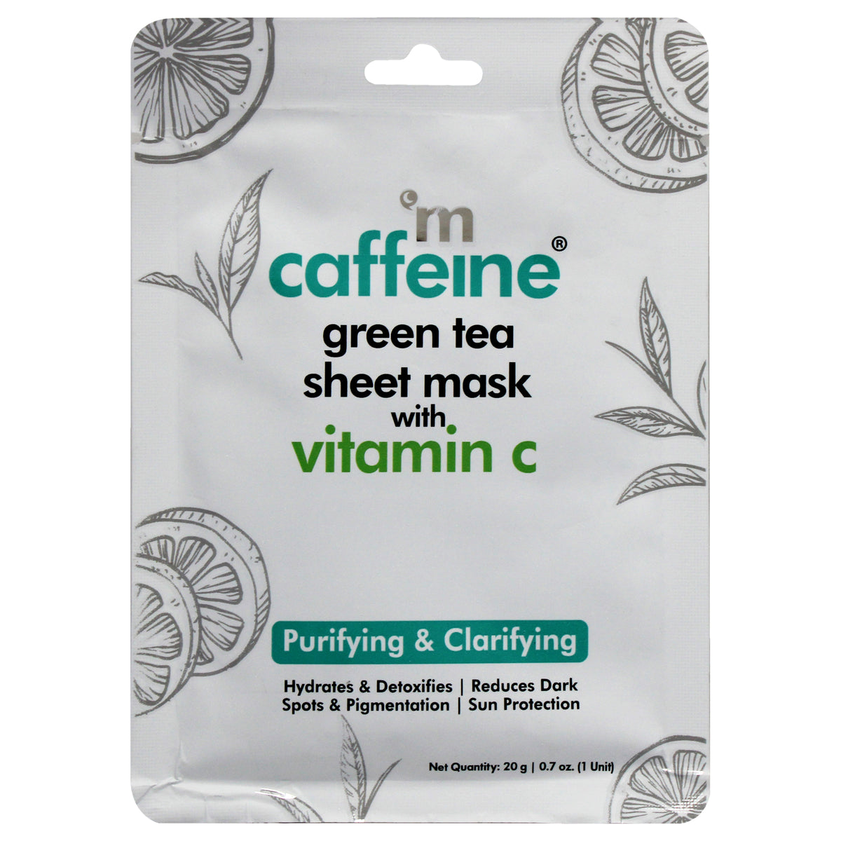 mCaffeine Green Tea Sheet Mask with Vitamin C -Thefragrancemart.com