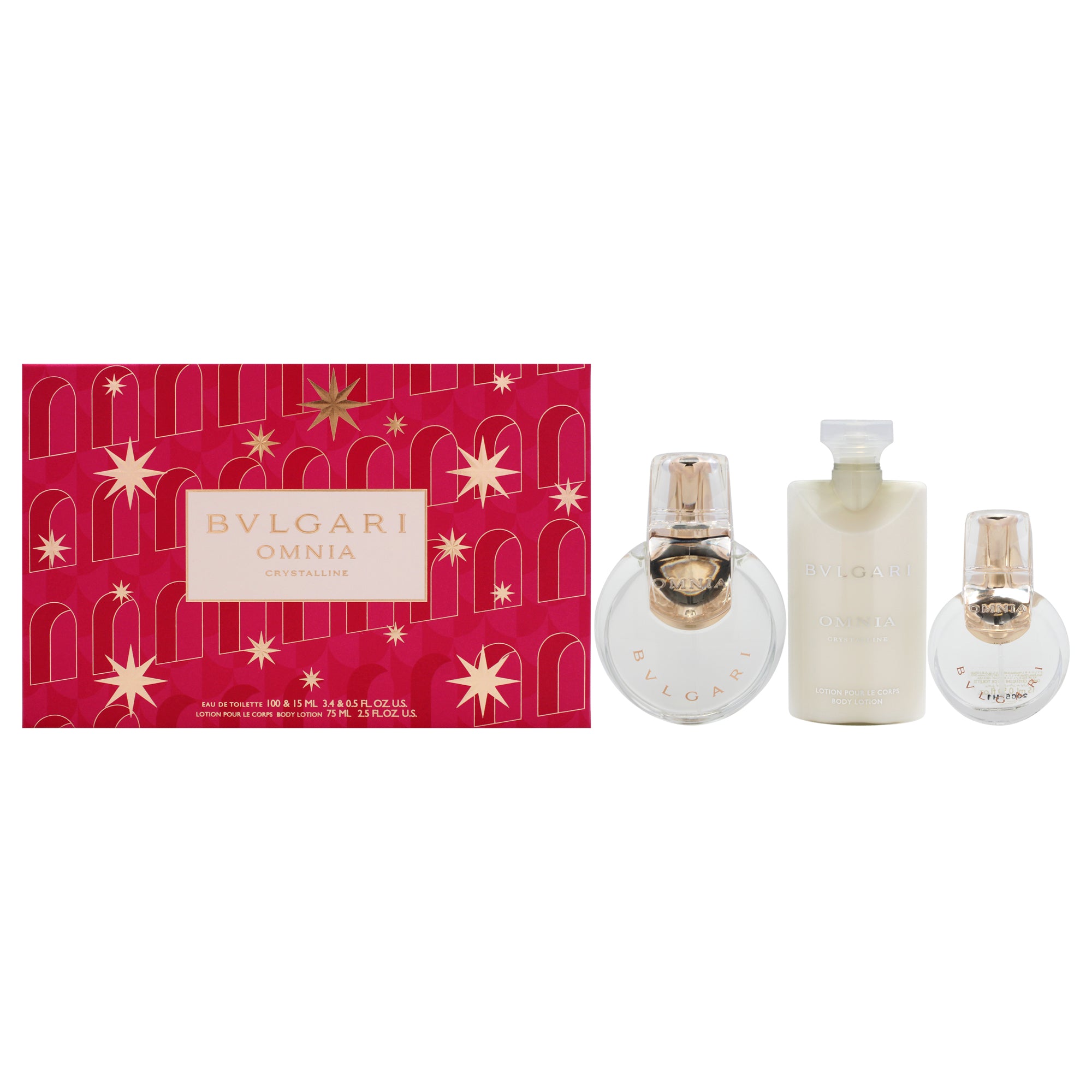 Bvlgari Omnia Crystalline 3 Pc Gift Set-Thefragrancemart.com