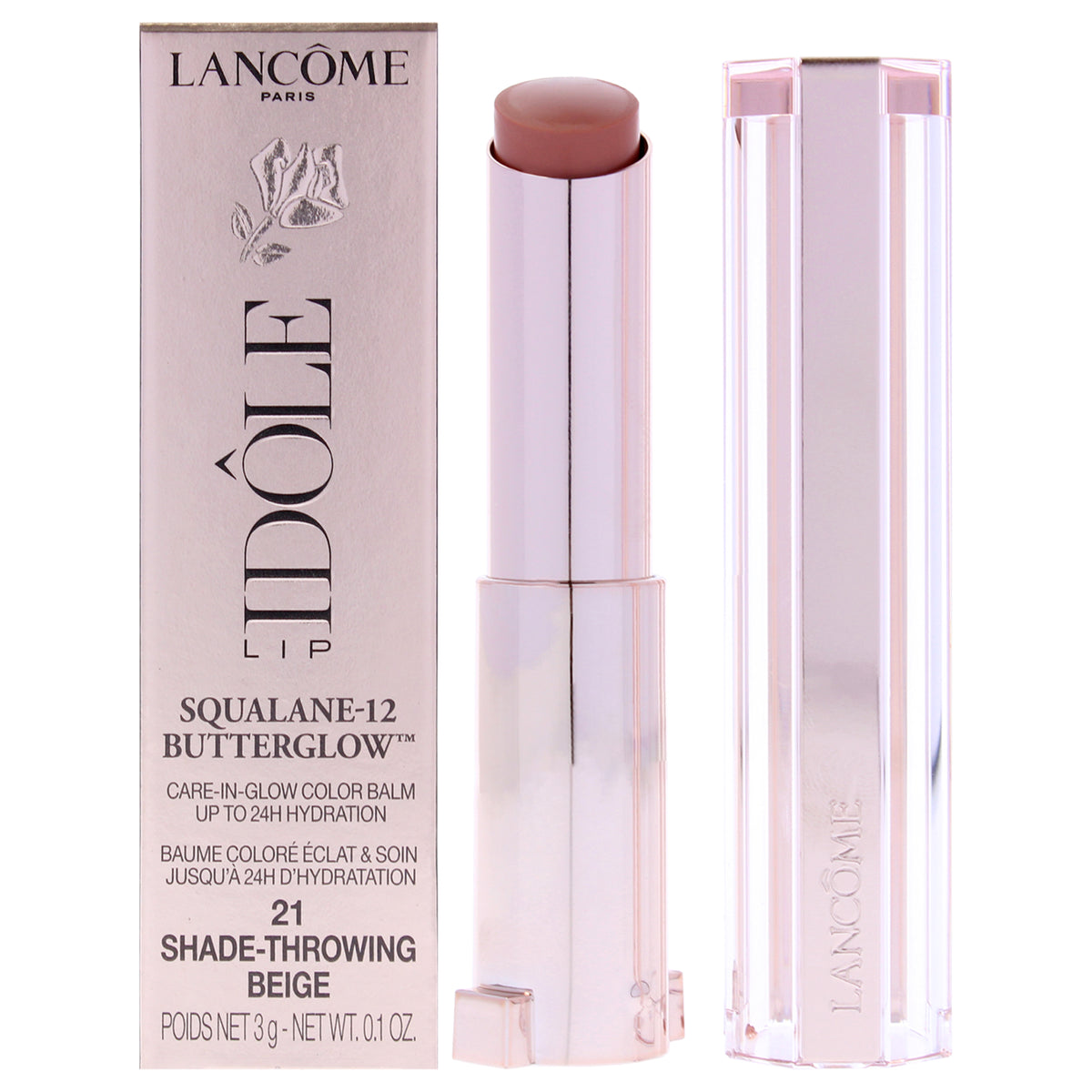 Lancome Lip Idole Squalane-12 Butterglow - 21 Shade Throwing Beige -Thefragrancemart.com
