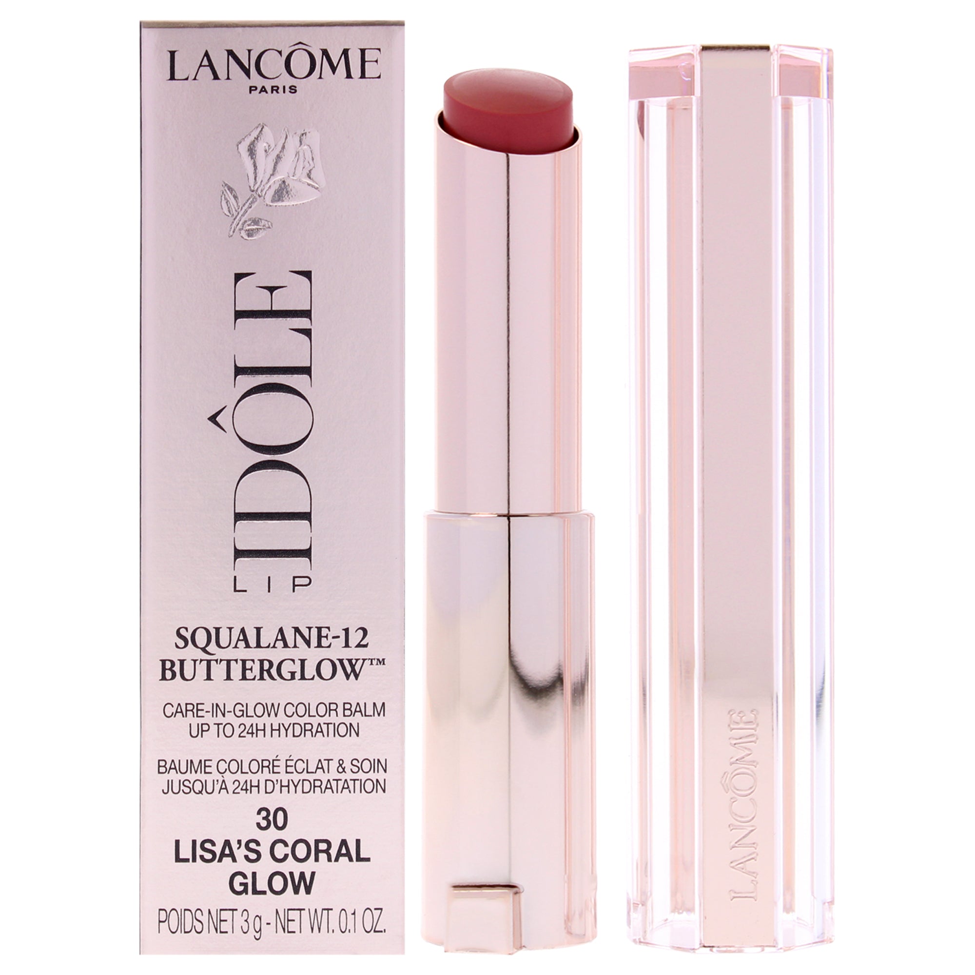 Lancome Lip Idole Squalane-12 Butterglow - 30 Lisas Coral Glow -Thefragrancemart.com