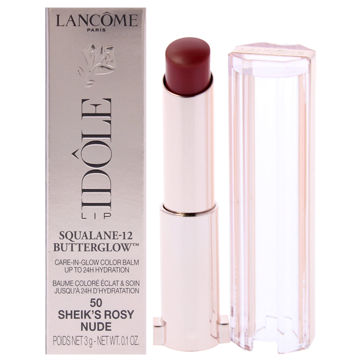 Lancome Lip Idole Squalane-12 Butterglow- 50 Sheiks Rosy Nude -Thefragrancemart.com