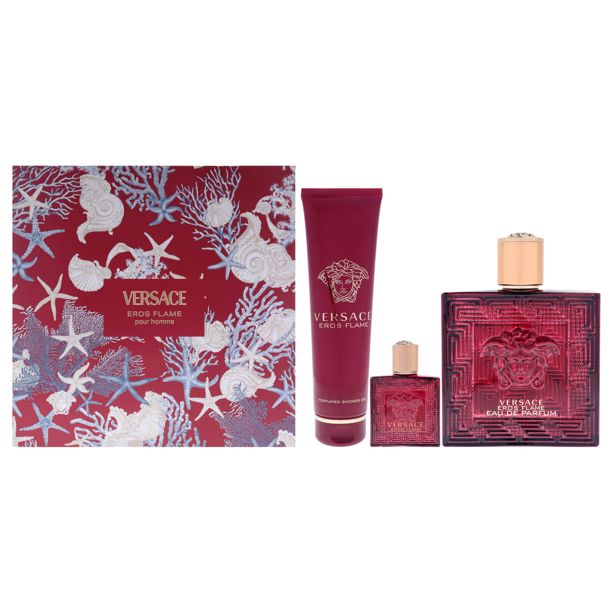 Versace Eros Flame 3 Pc Gift Set-Thefragrancemart.com