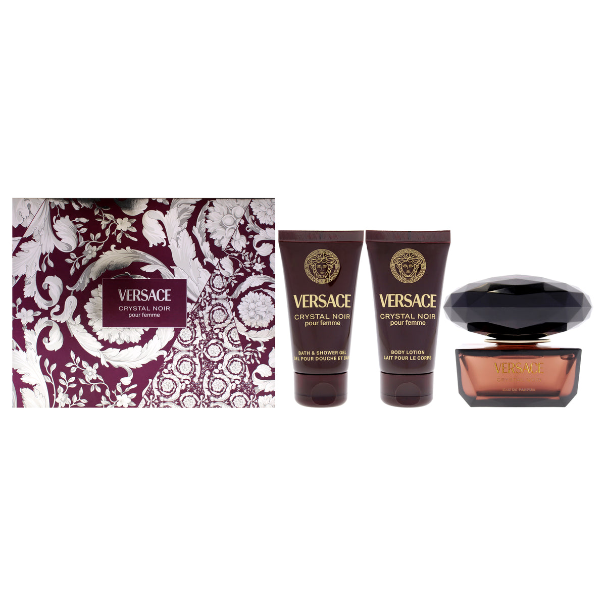 Versace Crystal Noir 3 Pc Gift Set-Thefragrancemart.com
