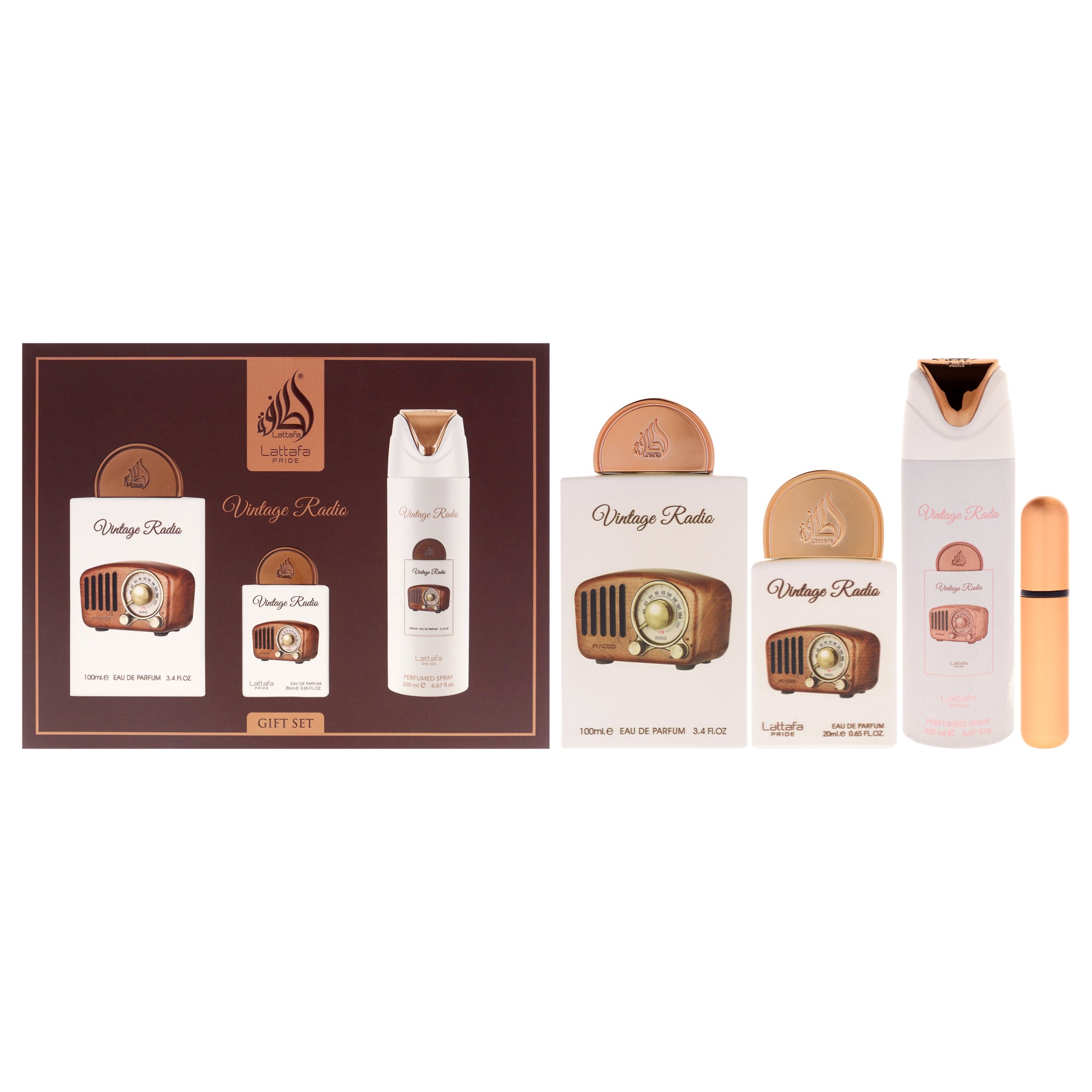 Lattafa Pride - Pride Vintage Radio 3 Pc Gift Set-Thefragrancemart.com