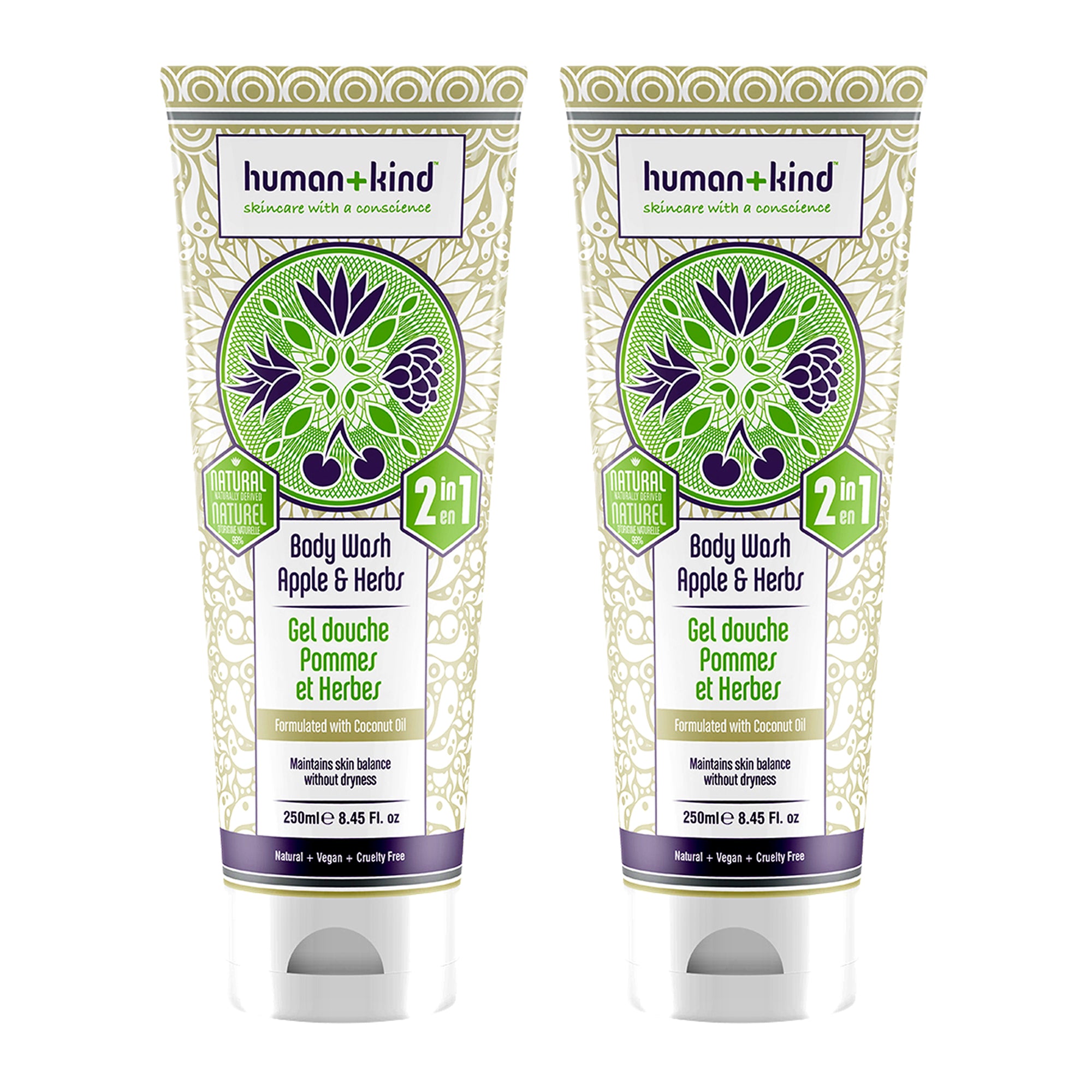 Human+Kind Body Wash - Apple and Herbs - Pack of 2 -Thefragrancemart.com