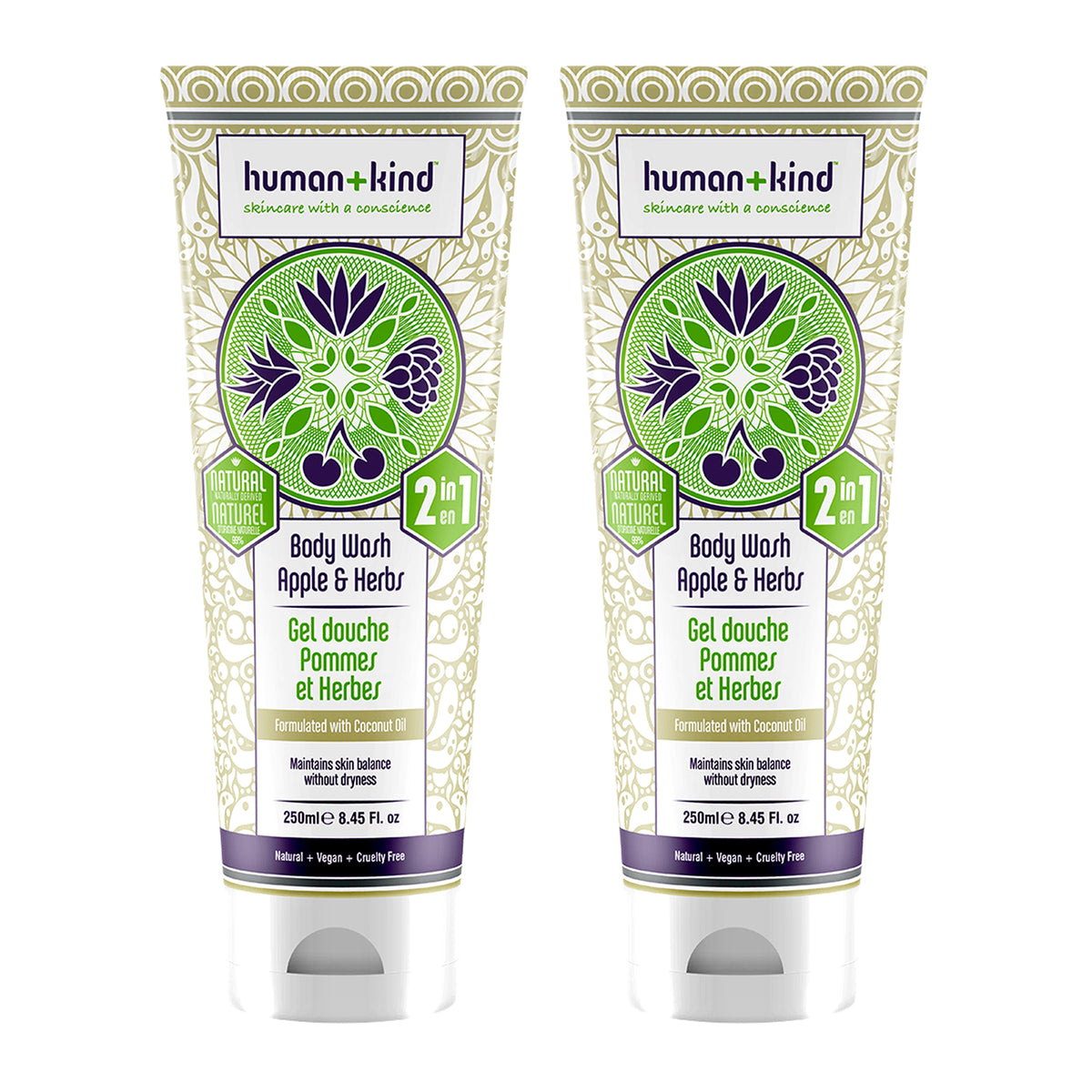 Human+Kind Body Wash - Apple and Herbs - Pack of 2 -Thefragrancemart.com
