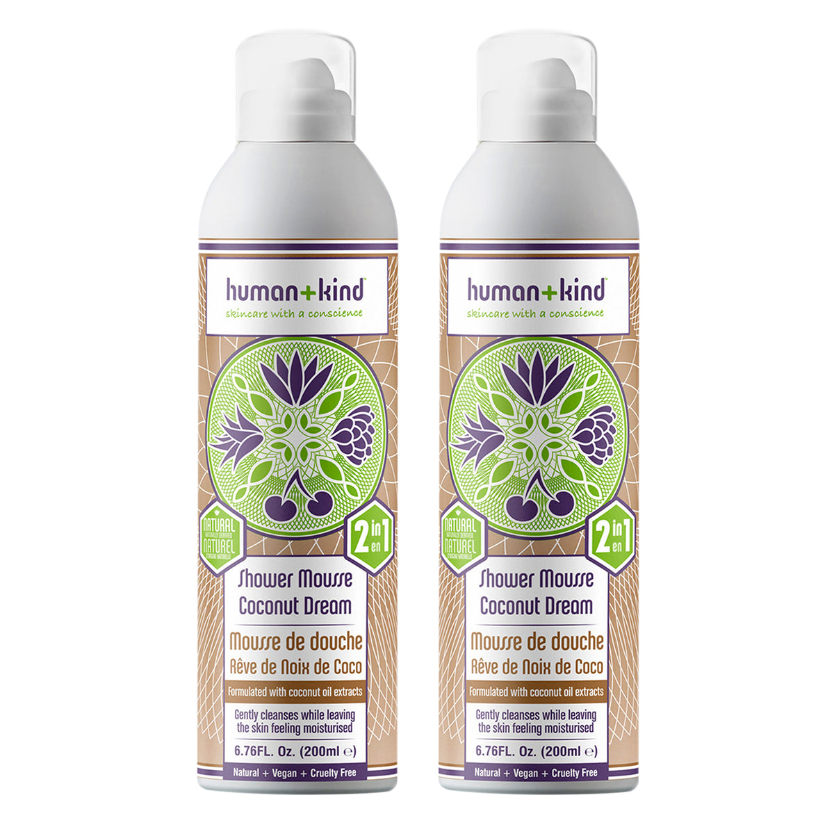 Human+Kind Shower Mousse Bodywash - Coconut Dream - Pack of 2 -Thefragrancemart.com
