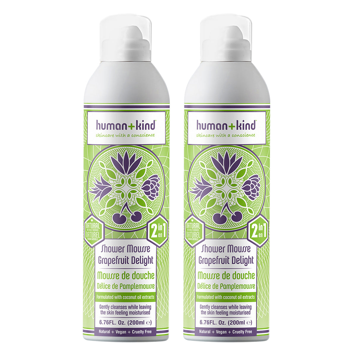 Human+Kind Shower Mousse Bodywash - Grapefruit Delight - Pack of 2 -Thefragrancemart.com