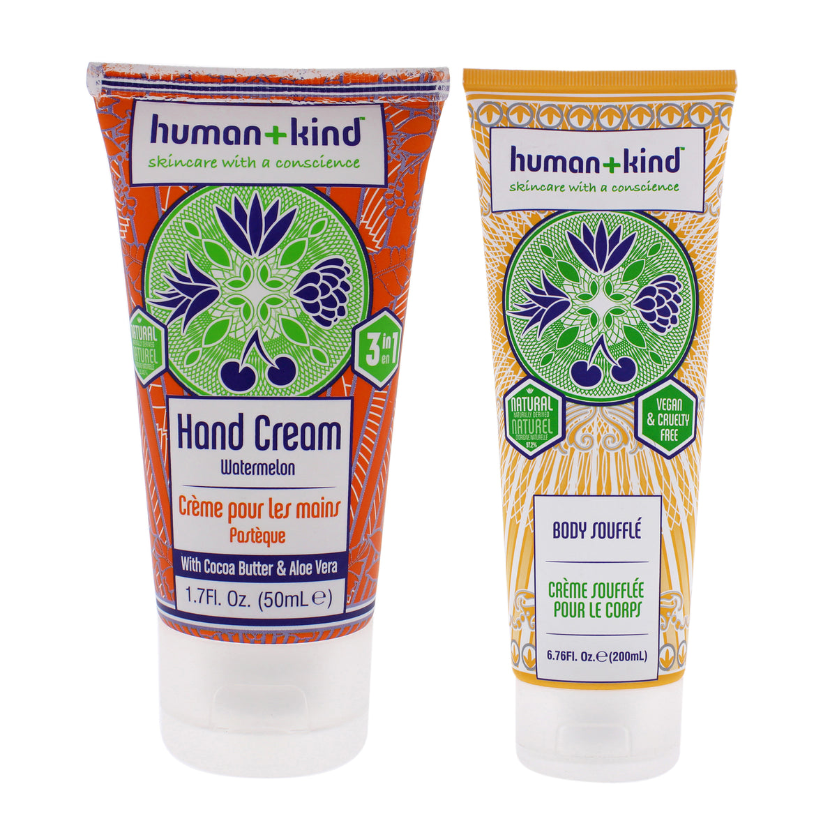 Human+Kind Hand-Elbow-Feet Cream - Watermelon and Body Souffle - Tube Kit -Thefragrancemart.com