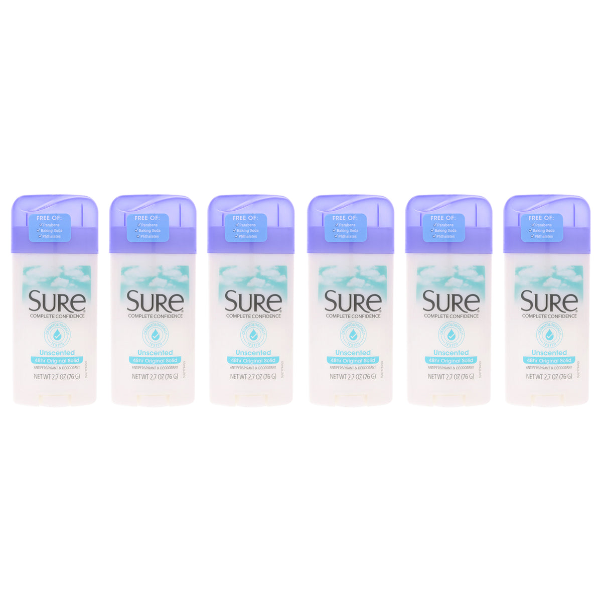 Sure Original Solid AntiPerspirant Deodorant Stick - Unscented - Pack of 6 -Thefragrancemart.com