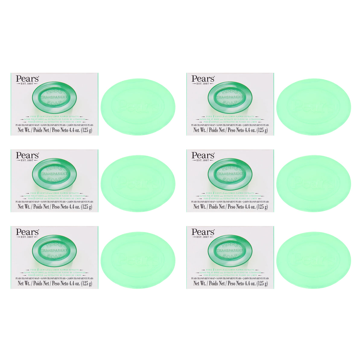 Pears Oil Clear Hypoallergenic Bar - Pack of 6 -Thefragrancemart.com