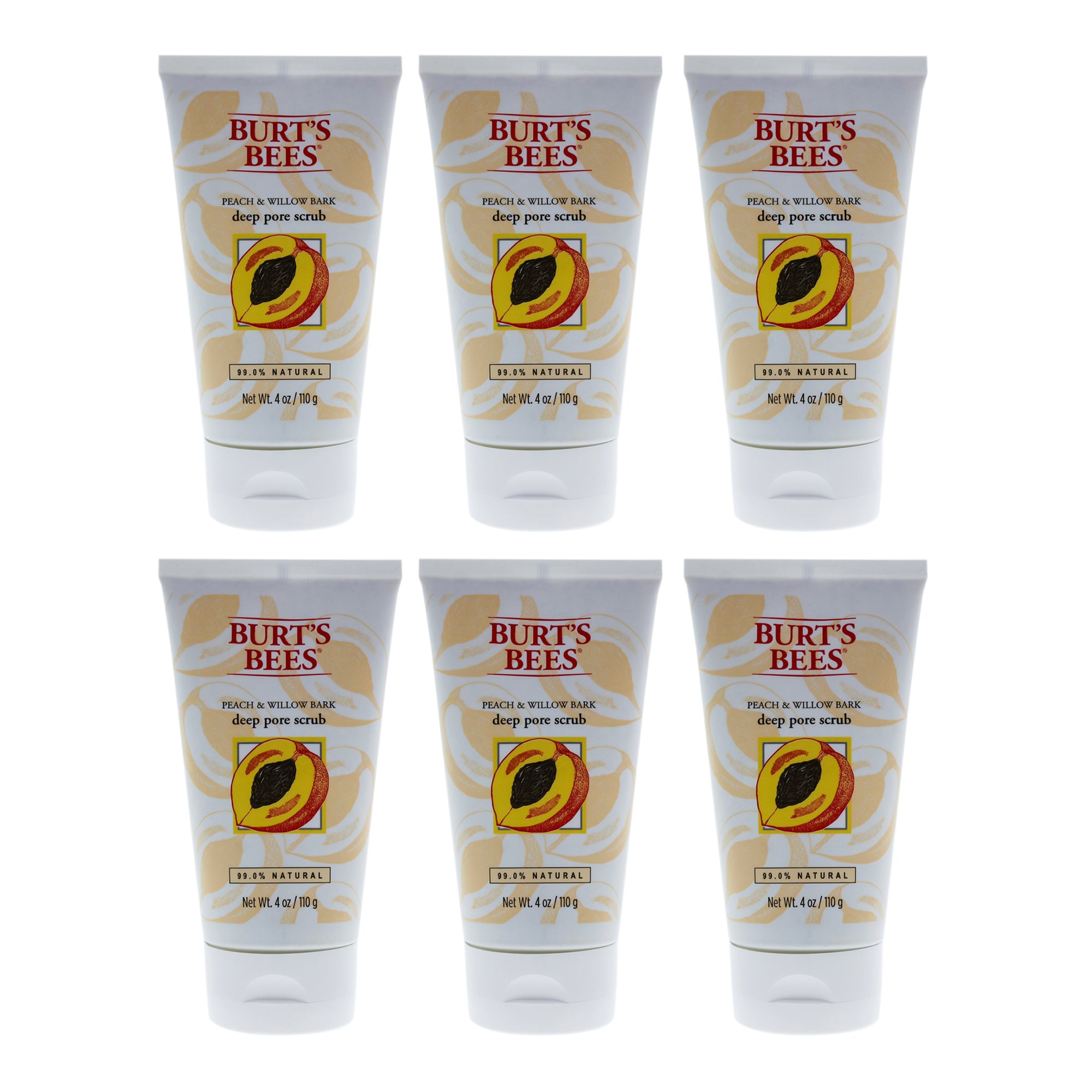 Burts Bees Peach and Willow Bark Deep Pore Scrub - Pack of 6 -Thefragrancemart.com