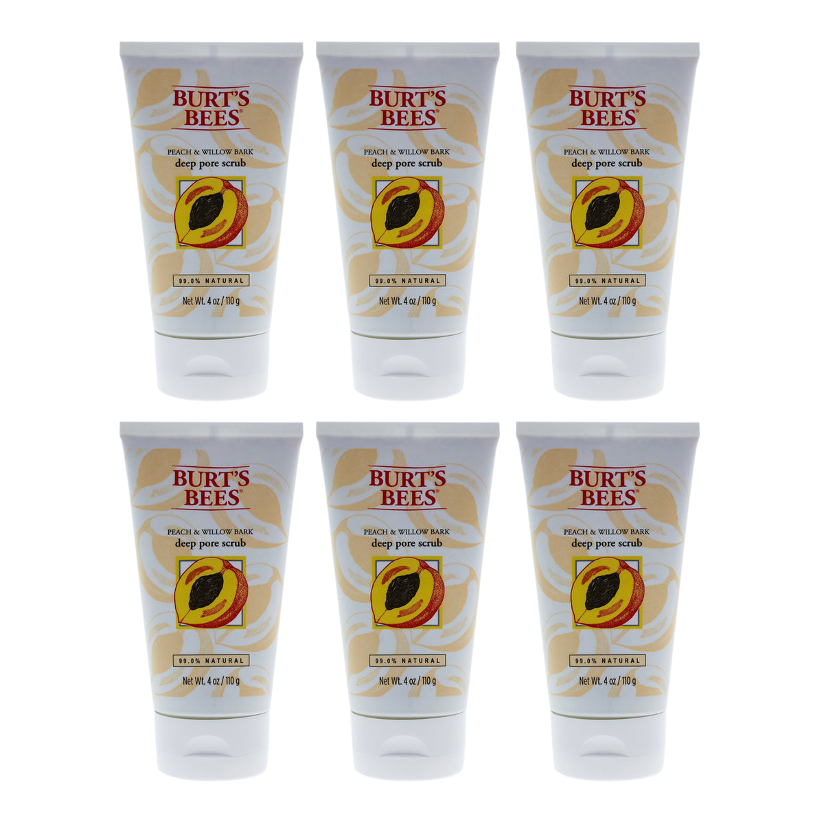 Burts Bees Peach and Willow Bark Deep Pore Scrub - Pack of 6 -Thefragrancemart.com