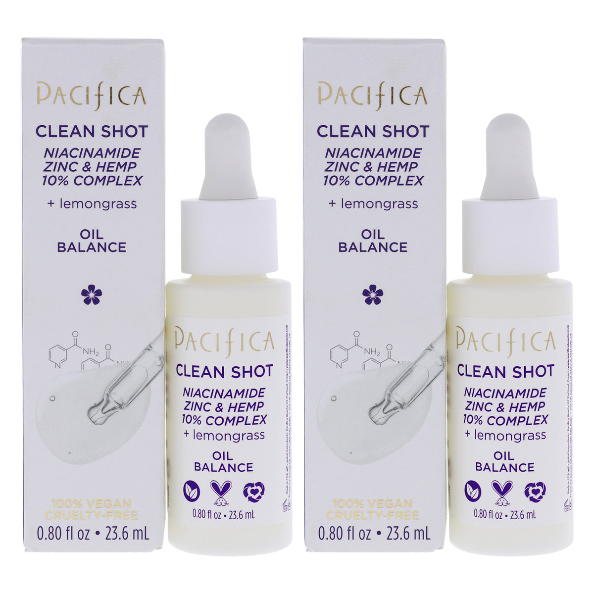 Pacifica Clean Shot Niacinamide Zinc and Hemp 10 Percent Complex - Pack of 2 -Thefragrancemart.com