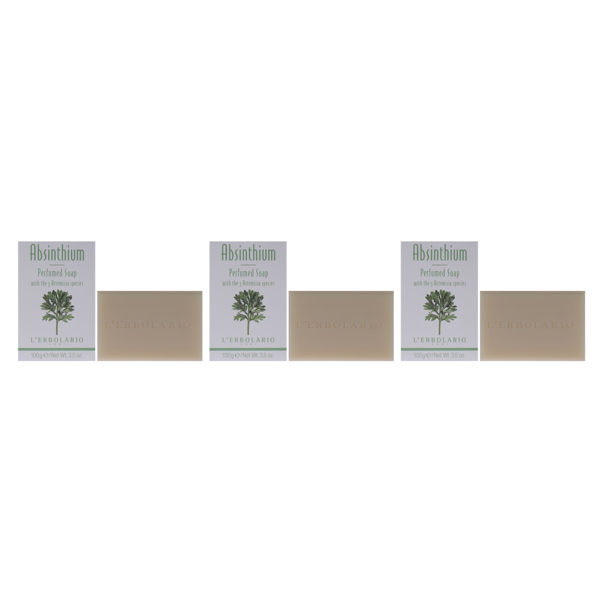 LErbolario Absinthium Perfumed Bar Soap - Pack of 3 -Thefragrancemart.com