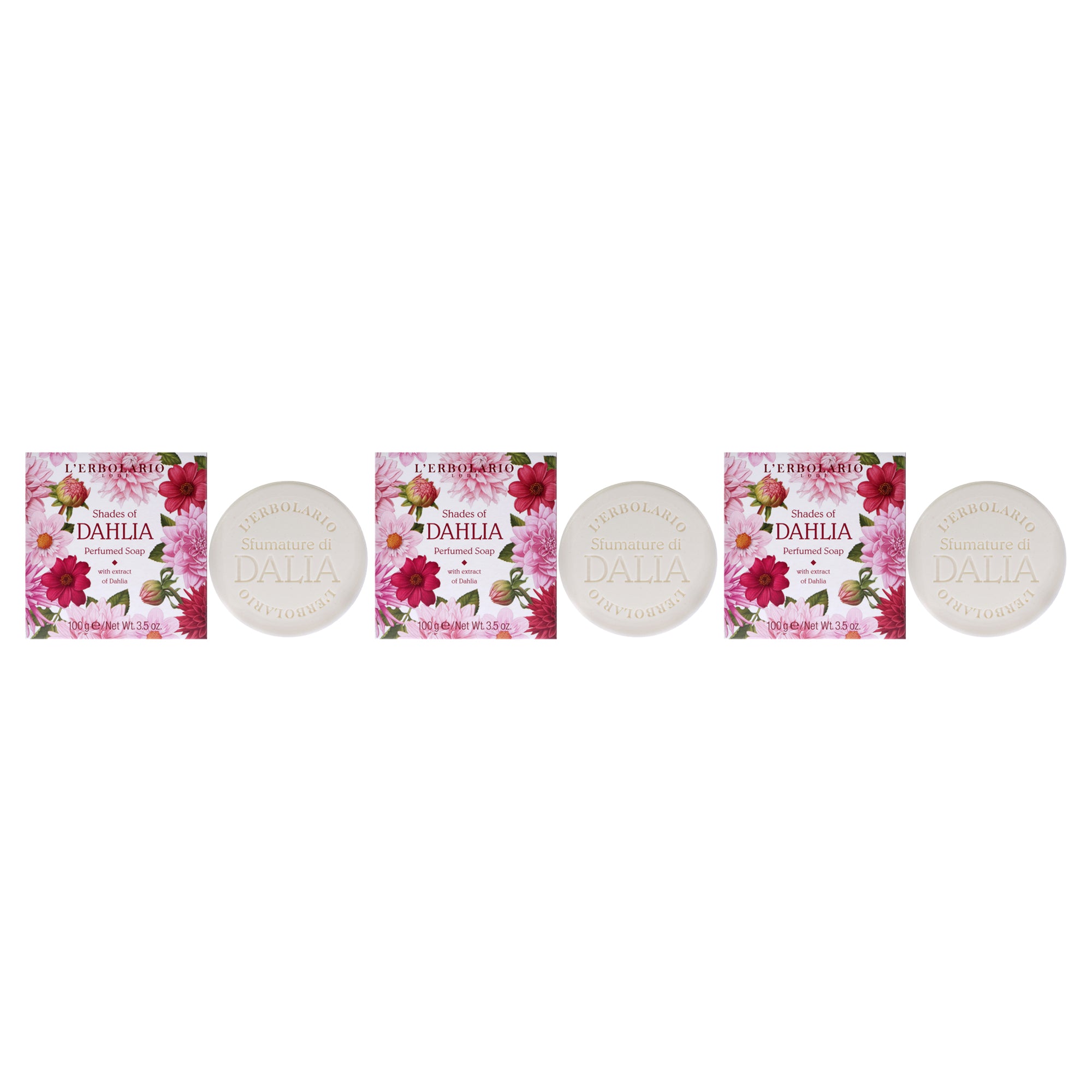 LErbolario Shades of Dahlia Perfumed Soap - Pack of 3 -Thefragrancemart.com