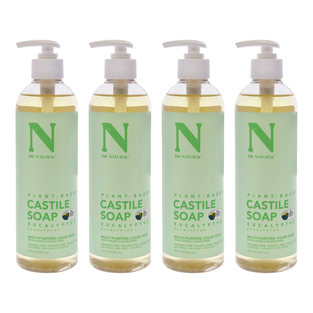 Dr. Natural Castile Liquid Soap - Eucalyptus - Pack of 4 -Thefragrancemart.com