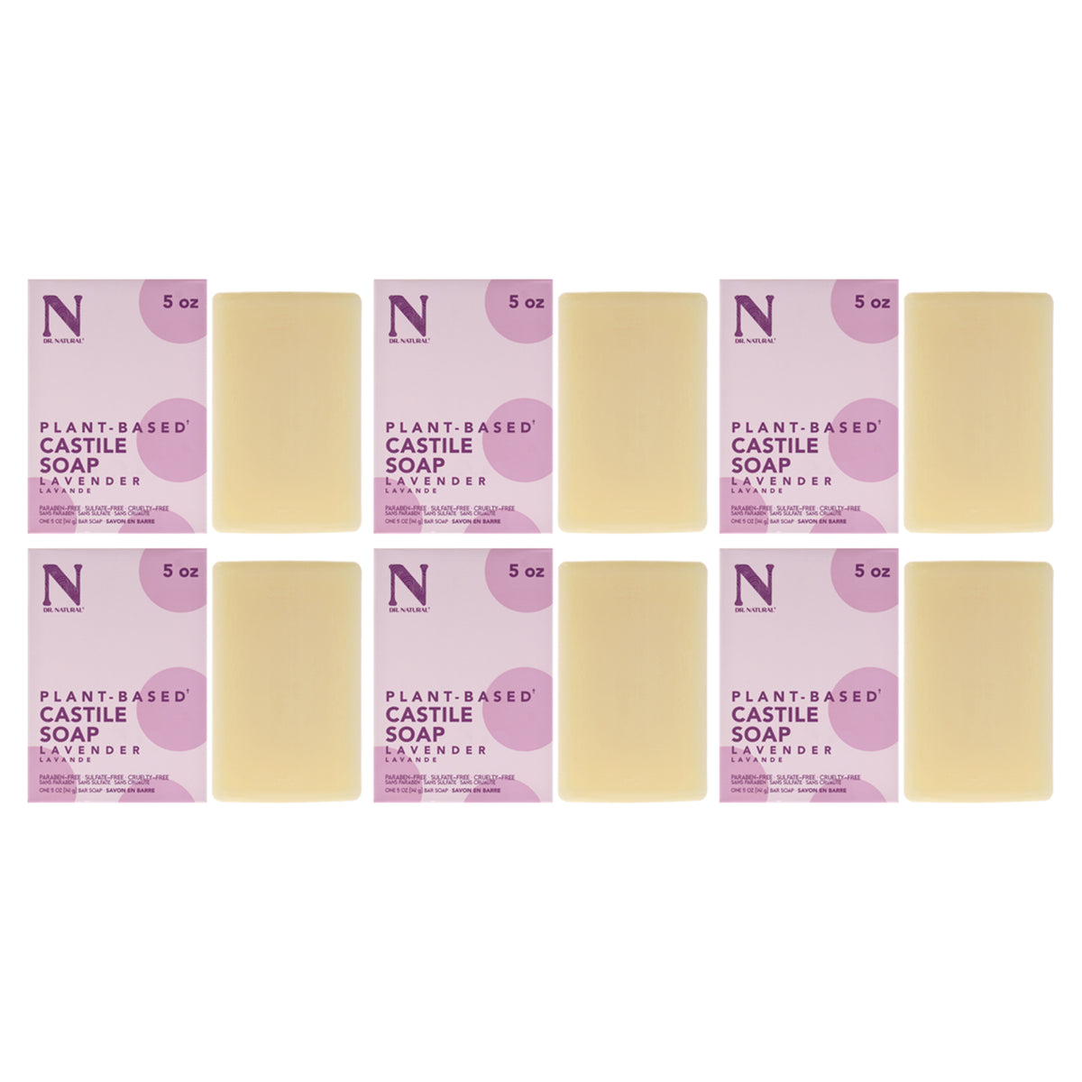 Dr. Natural Castile Bar Soap - Lavender - Pack of 6 -Thefragrancemart.com