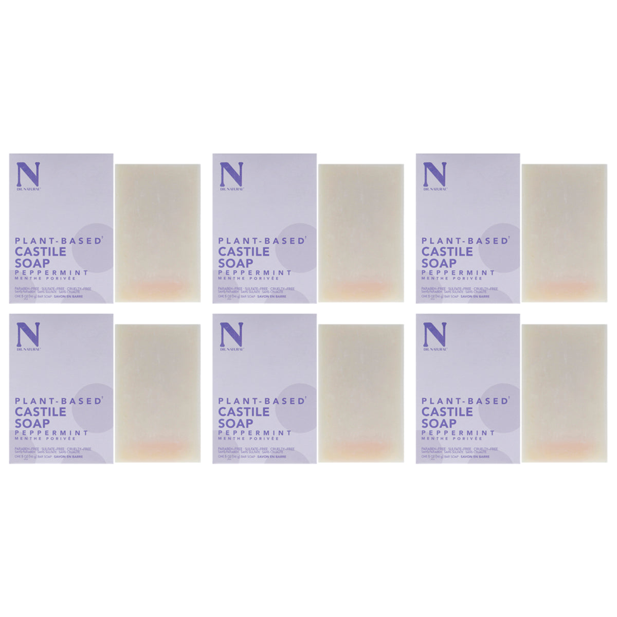 Dr. Natural Castile Bar Soap - Peppermint - Pack of 6 -Thefragrancemart.com