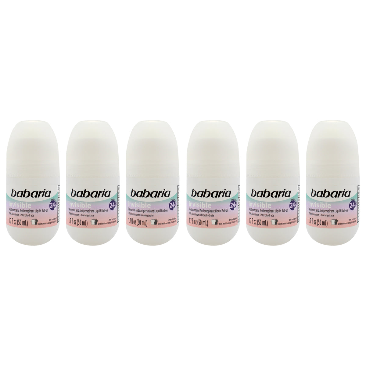 Babaria Invisible 24H Protection Deodorant and Antiperpirant - Pack of 6 -Thefragrancemart.com