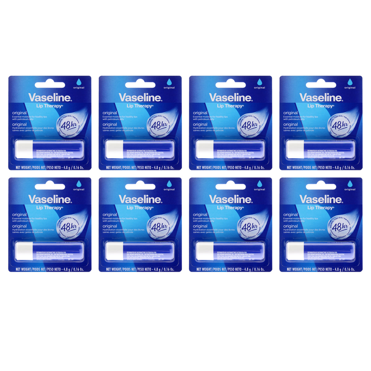 Vaseline Lip Therapy Original Petroleum Jelly - Pack of 8 -Thefragrancemart.com