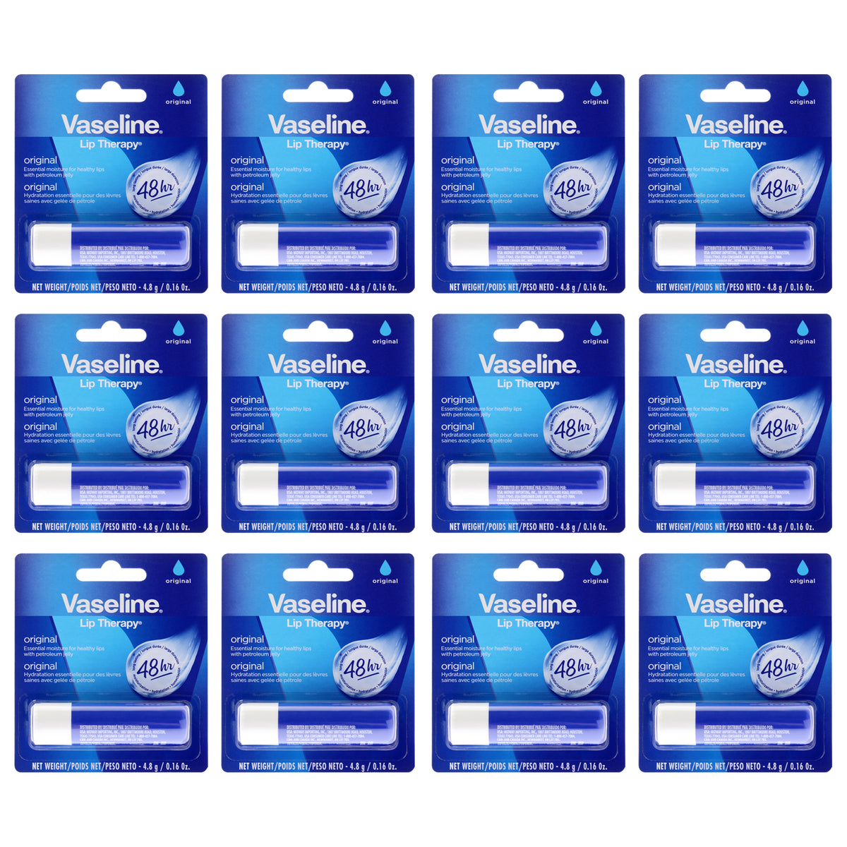 Vaseline Lip Therapy Original Petroleum Jelly - Pack of 12 -Thefragrancemart.com