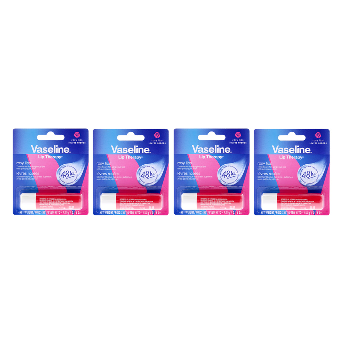 Vaseline Lip Therapy Petroleum Jelly - Rosy Lips - Pack of 4 -Thefragrancemart.com