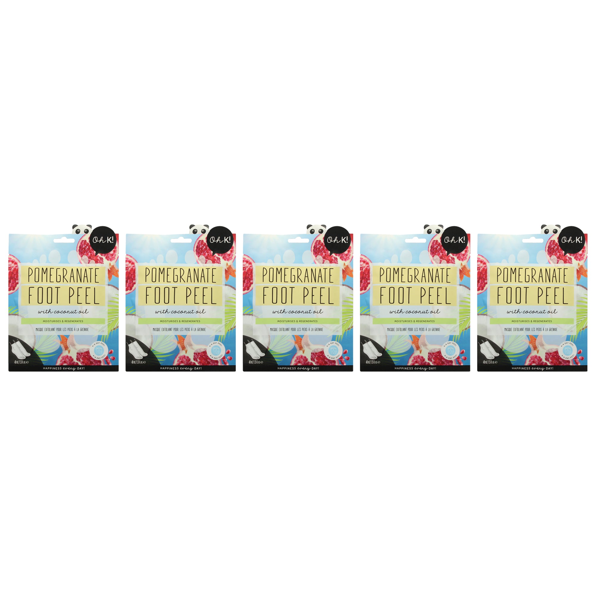 Oh K! Foot Peel Mask - Pomegranate - Pack of 5 -Thefragrancemart.com