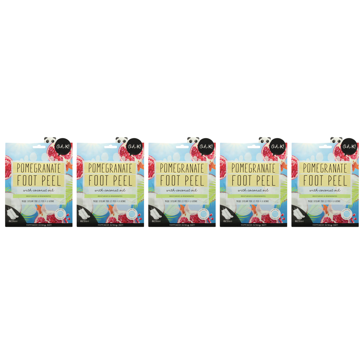 Oh K! Foot Peel Mask - Pomegranate - Pack of 5 -Thefragrancemart.com