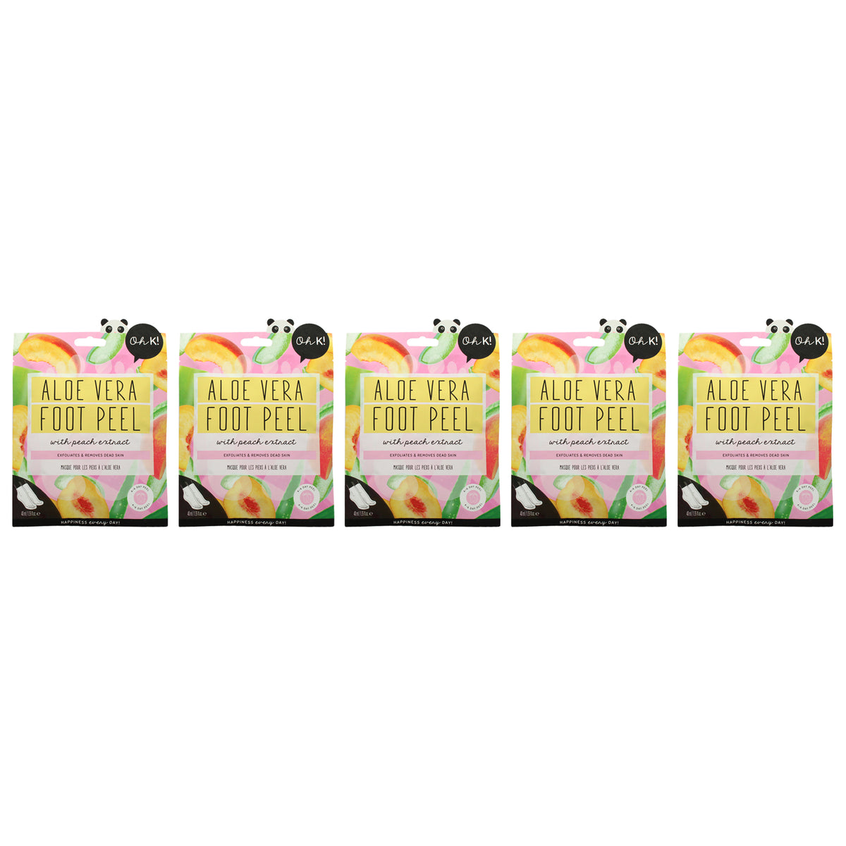 Oh K! Foot Peel Mask - Aloe Vera - Pack of 5 -Thefragrancemart.com