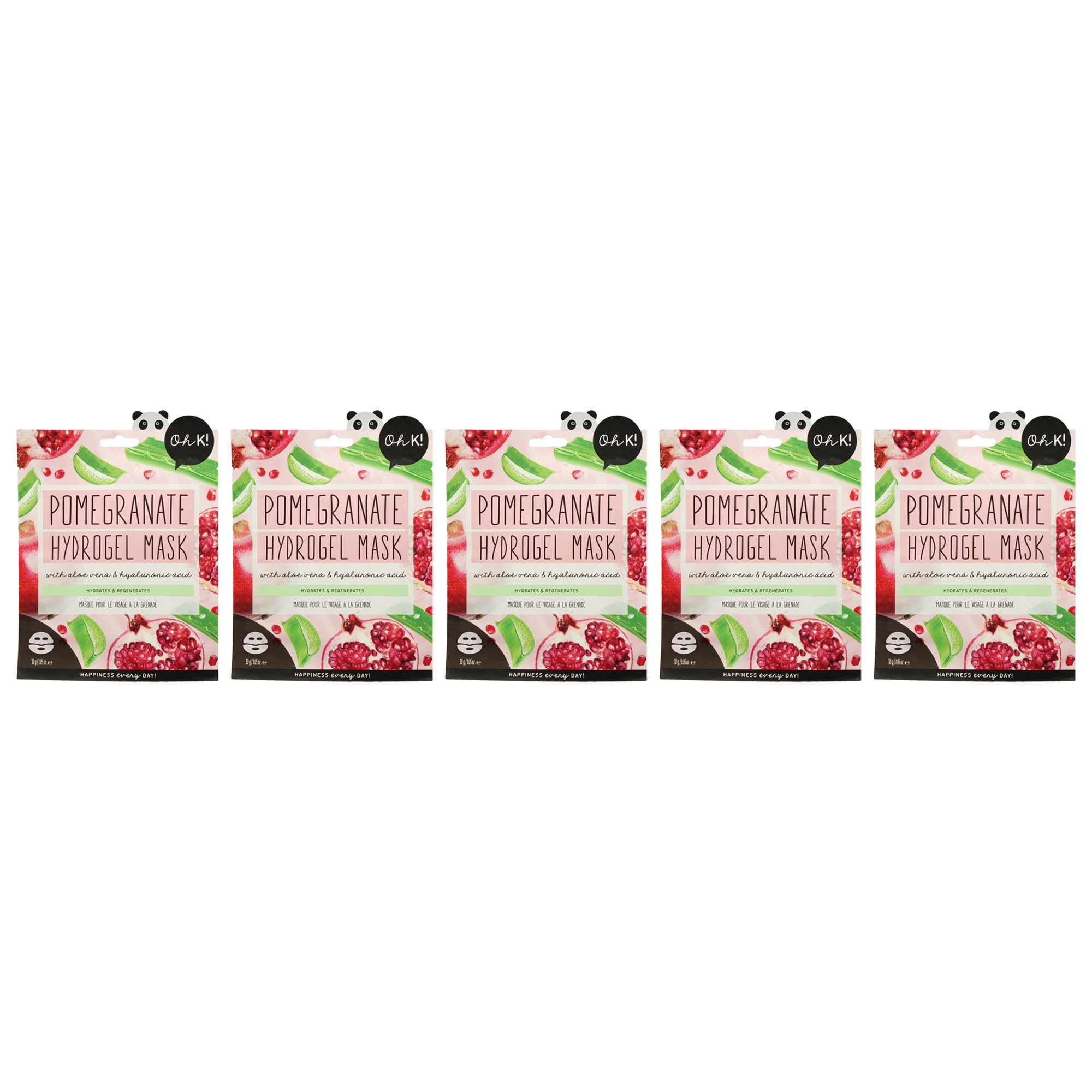 Oh K! Hydrogel Sheet Mask - Pomegranate - Pack of 5 -Thefragrancemart.com