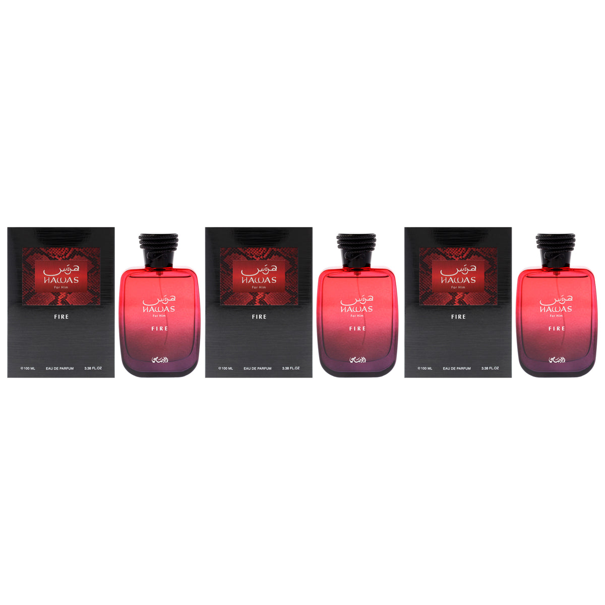 Rasasi Hawas Collection - Hawas Fire - Pack of 3 Eau De Parfum-Thefragrancemart.com