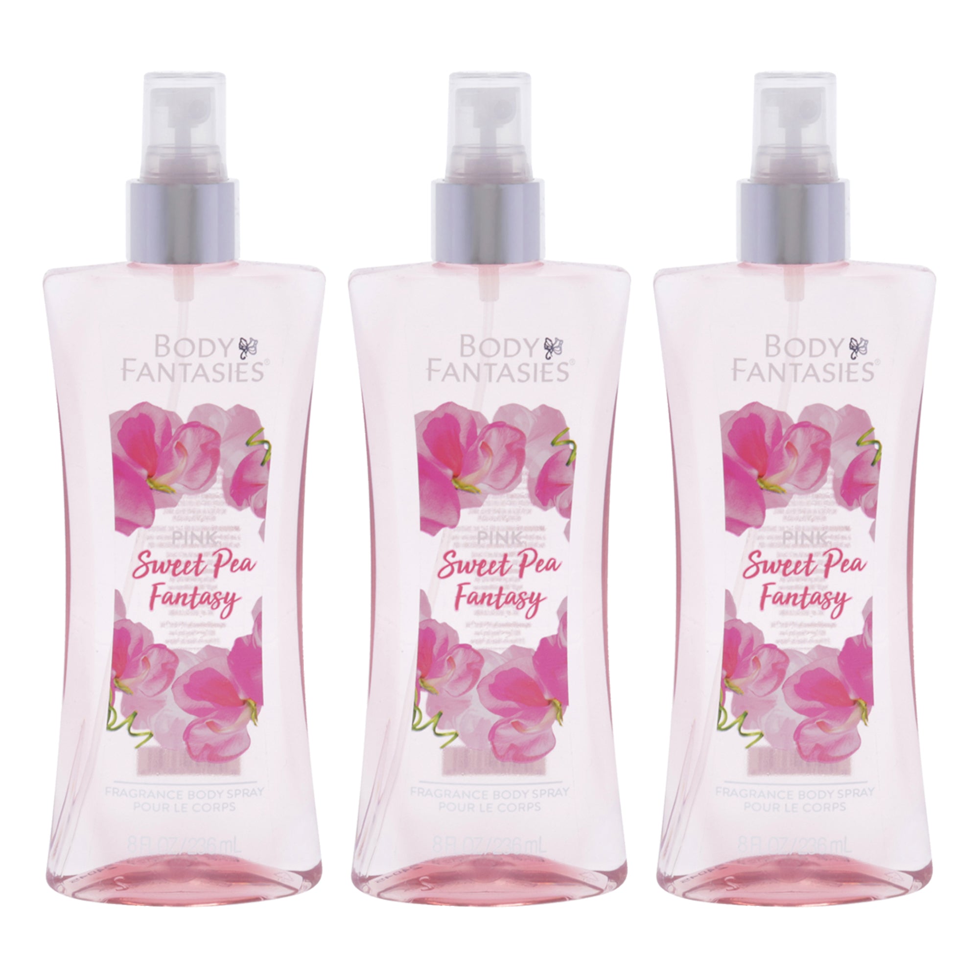 Body Fantasies Pink Sweet Pea Fantasy - Pack of 3 -Thefragrancemart.com