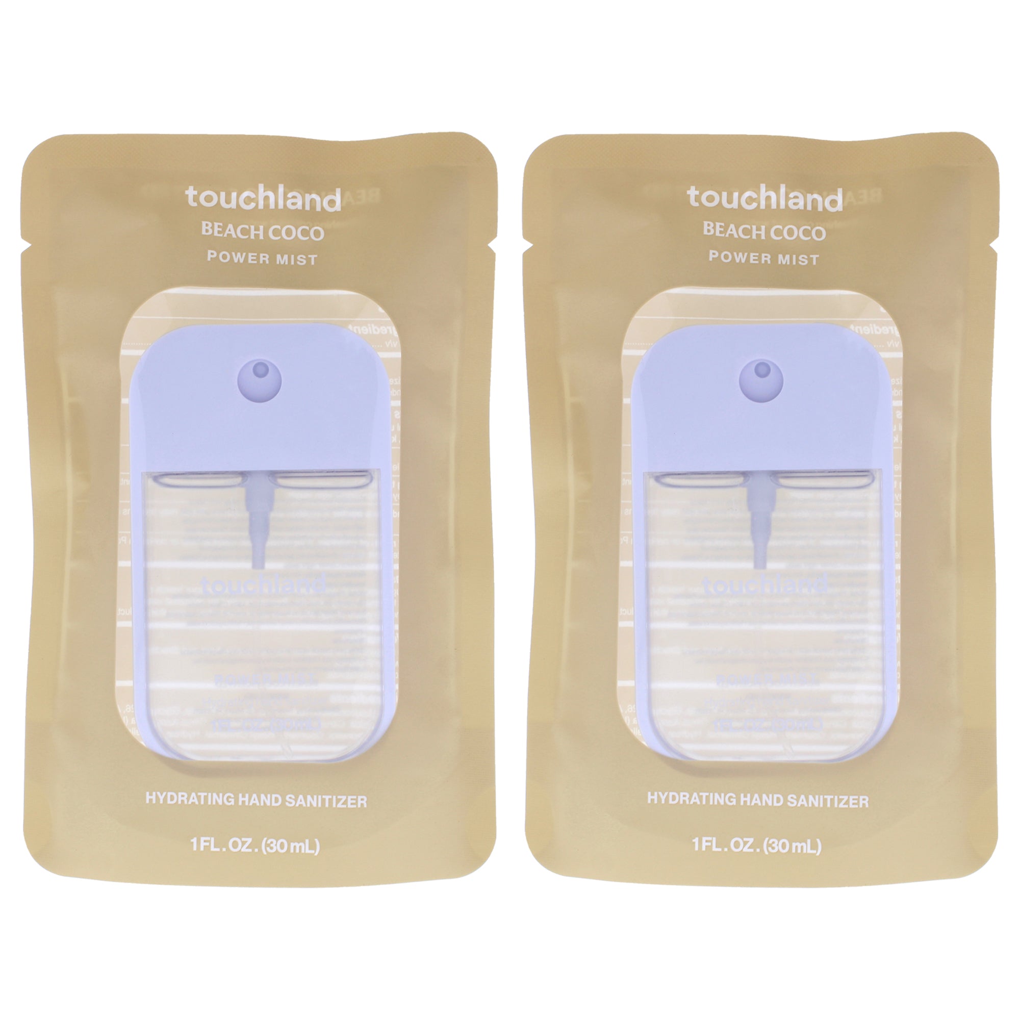 Touchland Power Mist Hydrating Hand Sanitizer - Beach Coco - Pack of 2 -Thefragrancemart.com