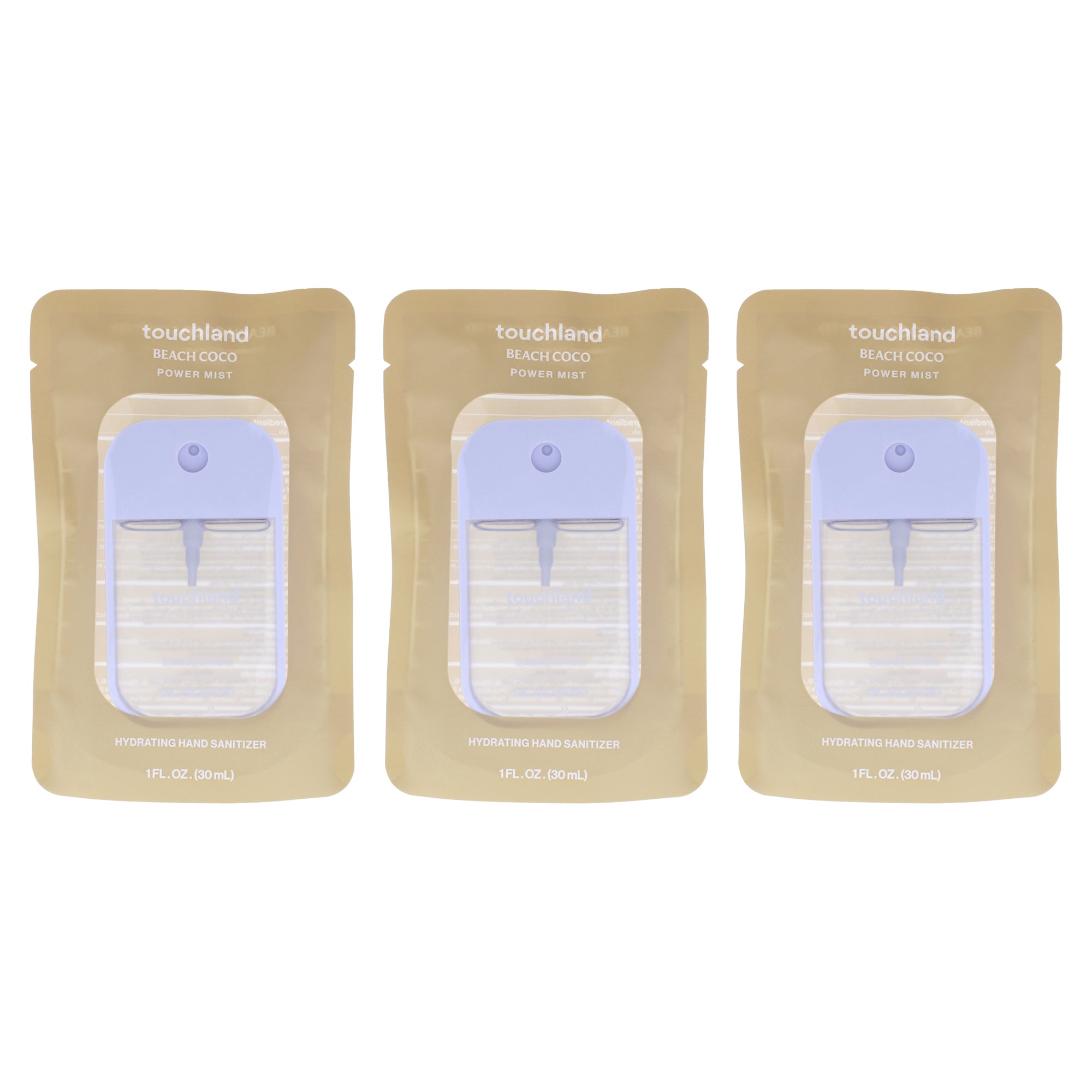 Touchland Power Mist Hydrating Hand Sanitizer - Beach Coco - Pack of 3 -Thefragrancemart.com