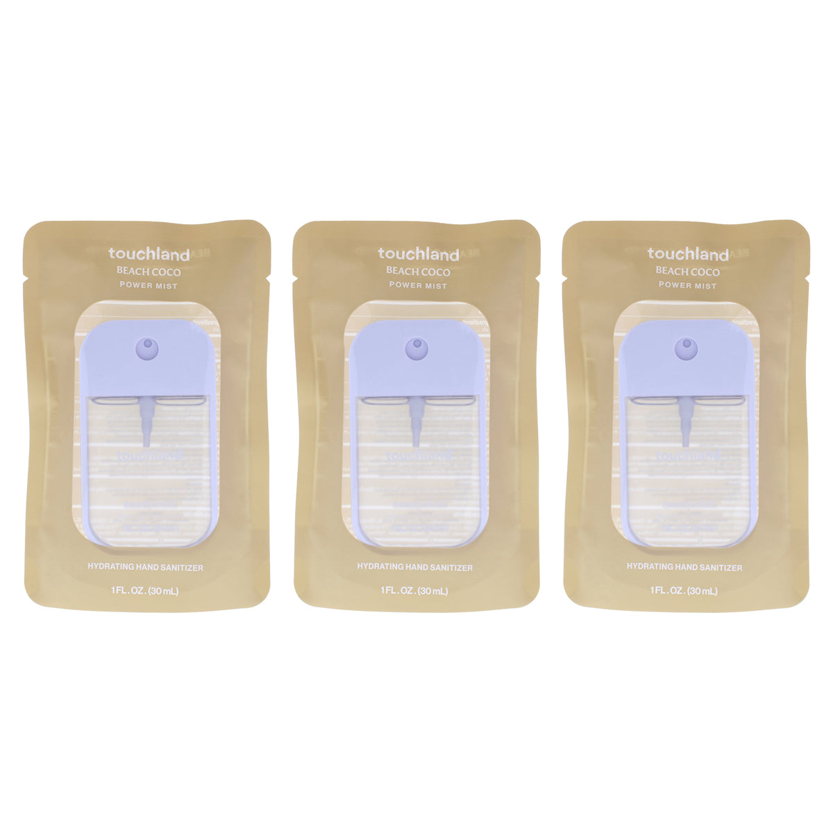 Touchland Power Mist Hydrating Hand Sanitizer - Beach Coco - Pack of 3 -Thefragrancemart.com