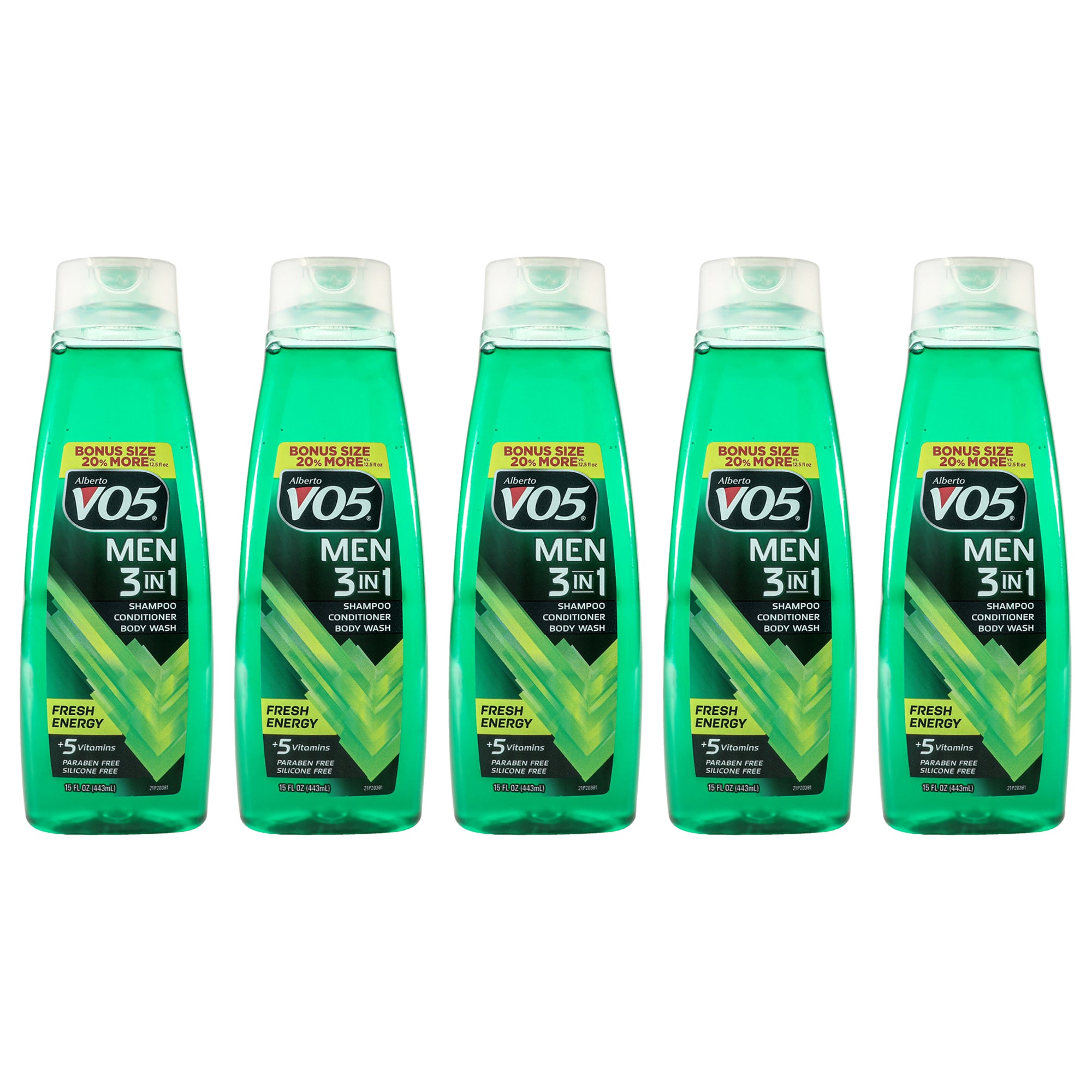 Alberto VO5 3-in-1 Fresh Energy Shampoo Conditioner and Body Wash - Pack of 5 -Thefragrancemart.com