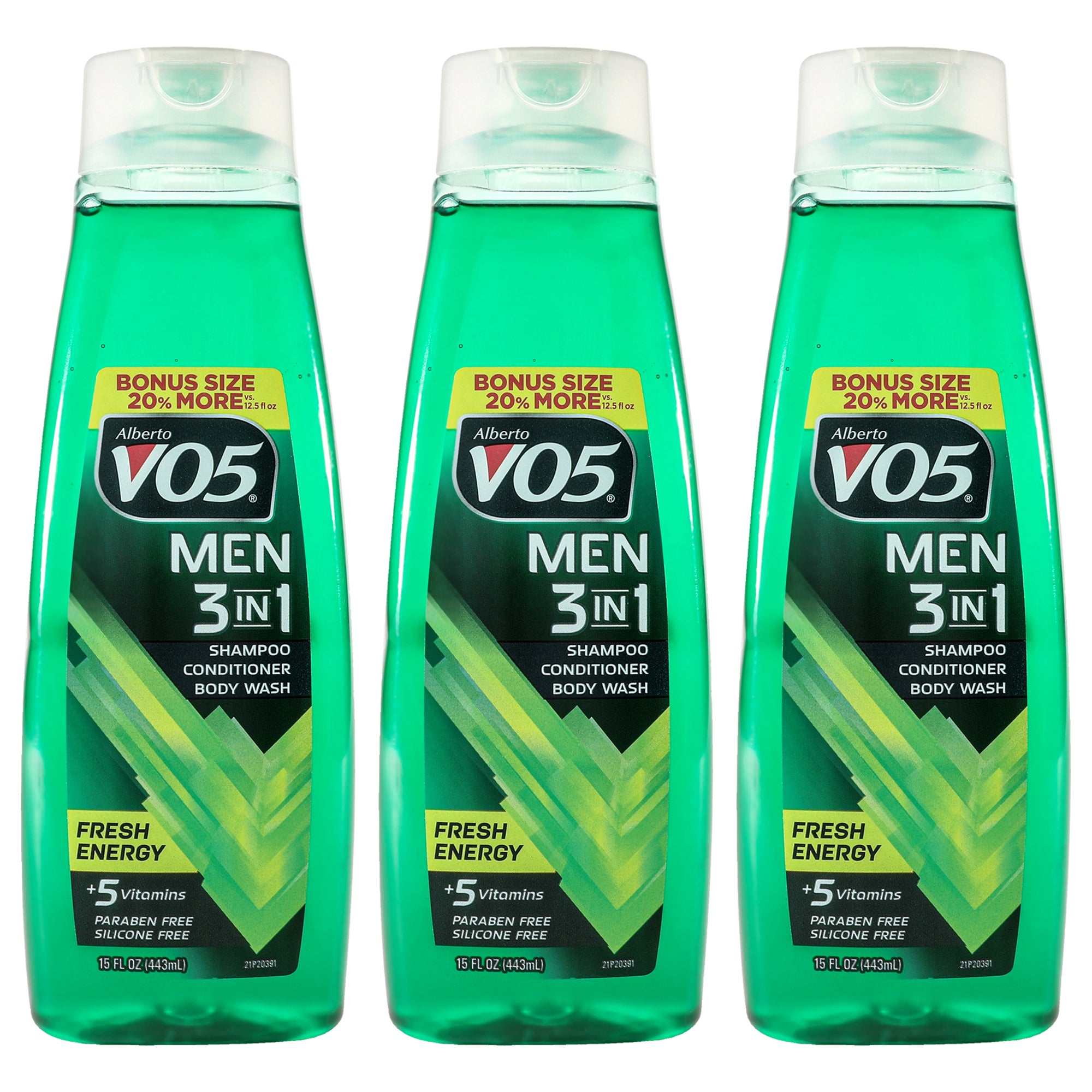 Alberto VO5 3-in-1 Fresh Energy Shampoo Conditioner and Body Wash - Pack of 3 -Thefragrancemart.com