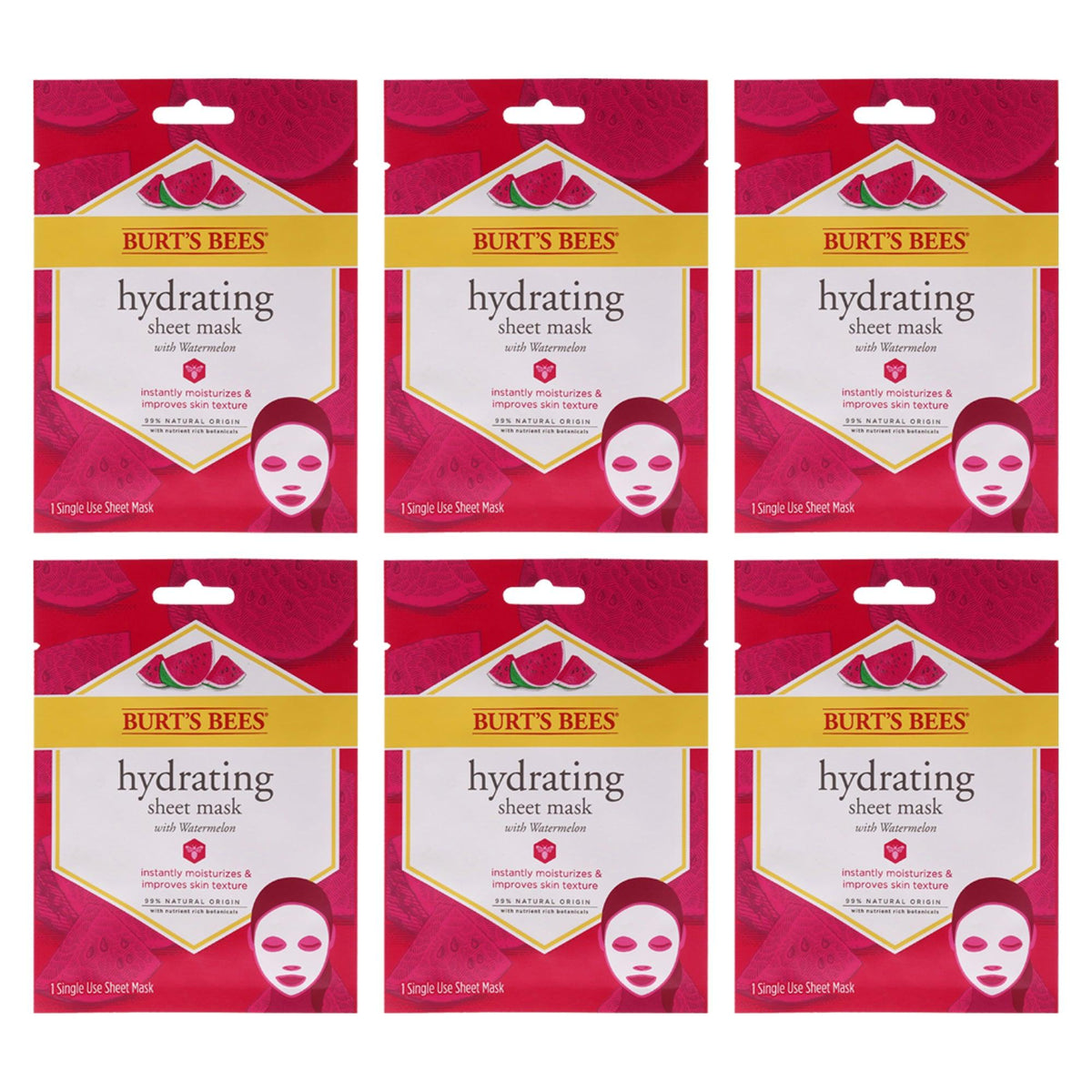 Burts Bees Hydrating Sheet Mask with Watermelon - Pack of 6  The fragrance mart