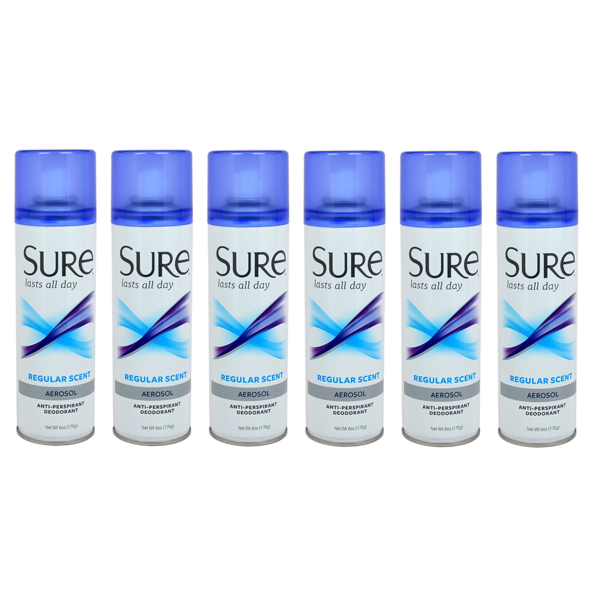 Sure Aerosol Regular Scent Anti-Perspirant and Deodorant - Pack of 6  The fragrance mart